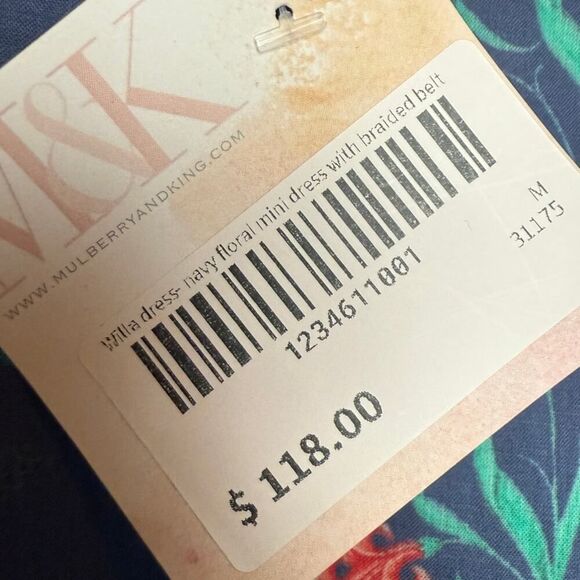 Mulberry & King Willa Navy Floral Mini Dress NWT Sz. M - Picture 4 of 5
